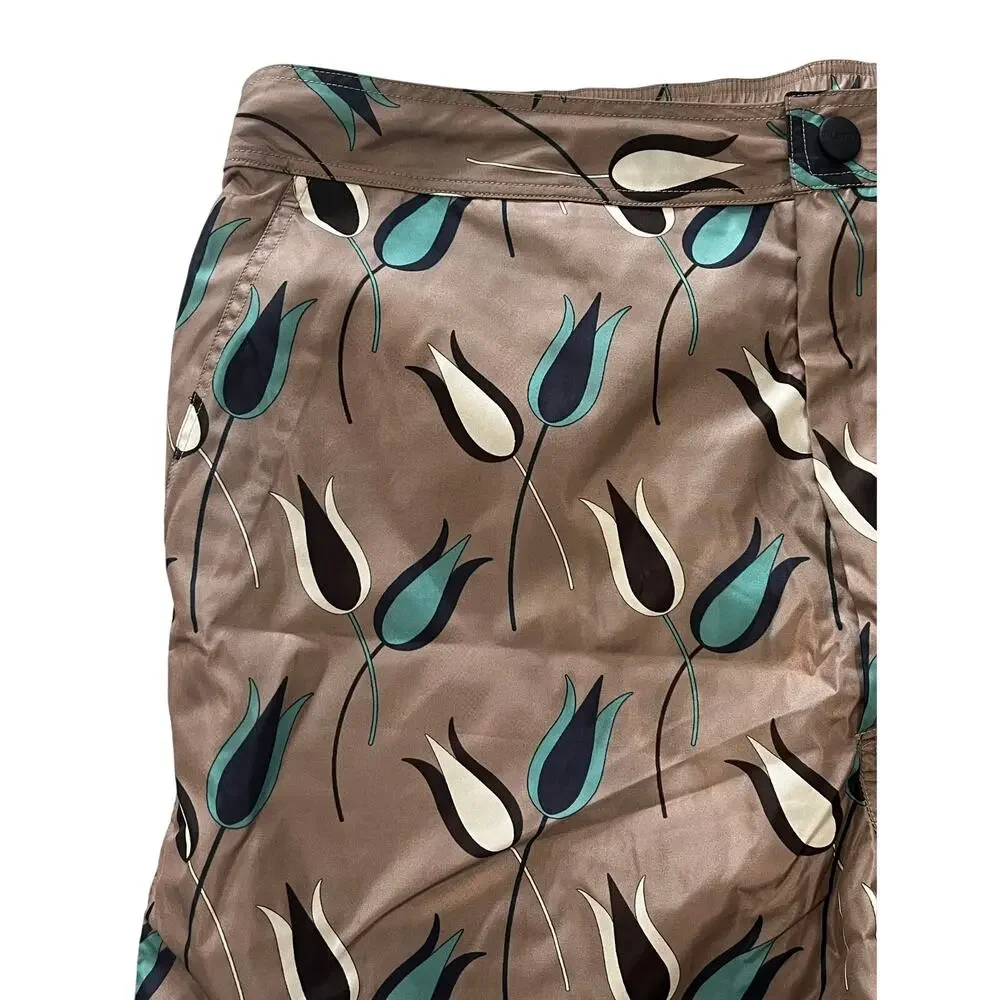 15-74 VALENTINO Men's Tulip Swim Trunks Board Shorts Brown IT44/US34/XS